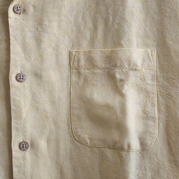 Tommy Bahama Shirt Mens Medium Linen Button Up Camp Palm Leaf Floral Casual - Picture 2 of 10